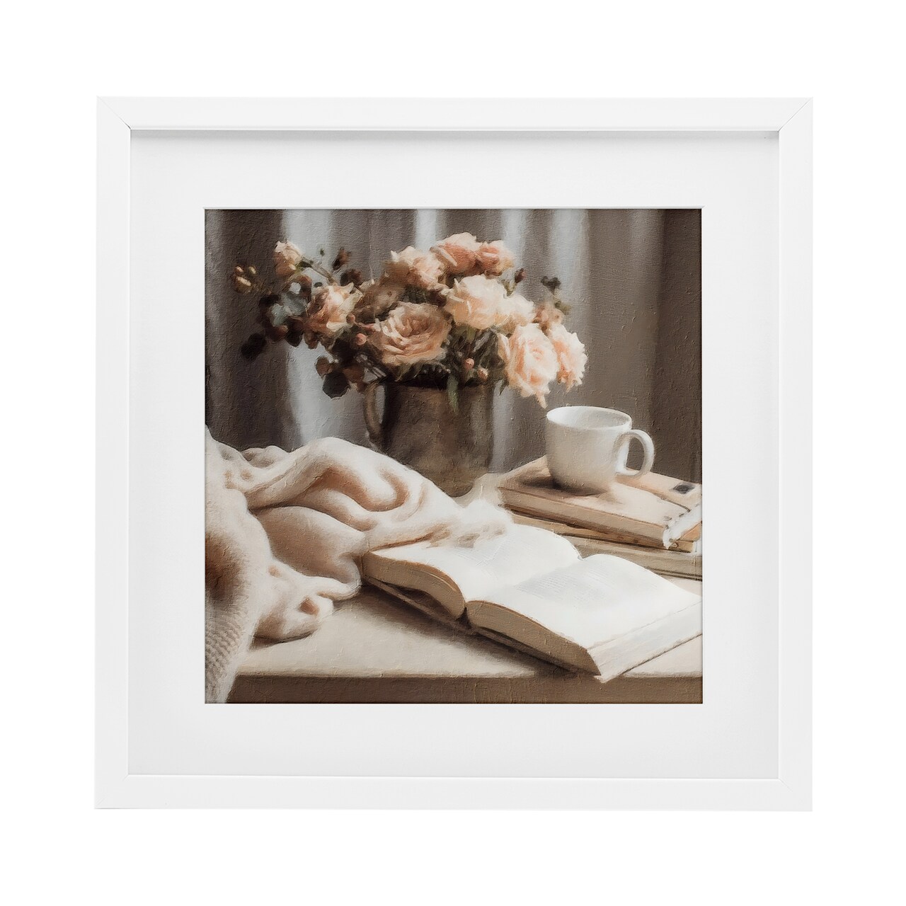 Stupell Industries Morning Coffee Floral Journaling Framed Print Under Glass, design by Riley B